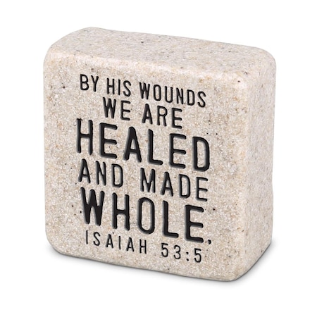 Dicksons 2.25 x 0.5 in. Unisex Block By His Wounds Scripture, White - One Size 40768